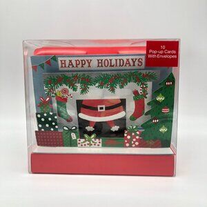Design Focus 10 Pop-Up Cards Envelopes Santa Chimney Happy Holidays Christmas
